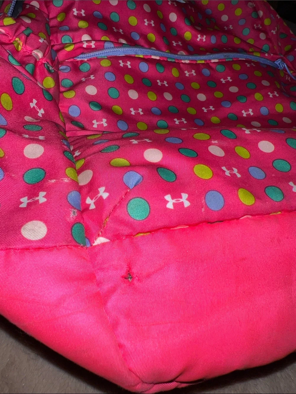 Under Armour Pink Polka Dot Backpack with Multicolor Dots